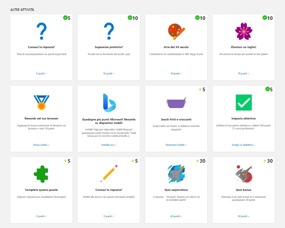 Attività Microsoft Rewards