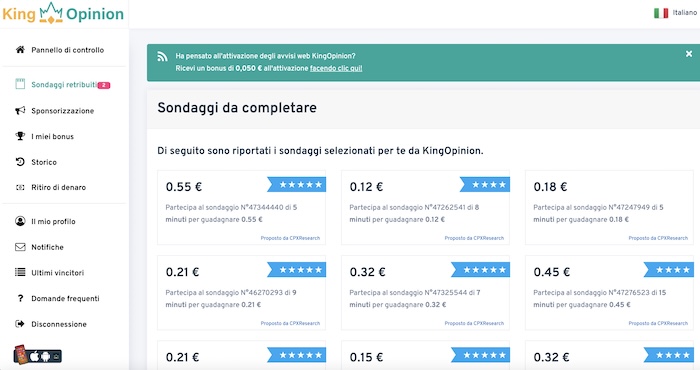 kingopinion tipi di sondaggi